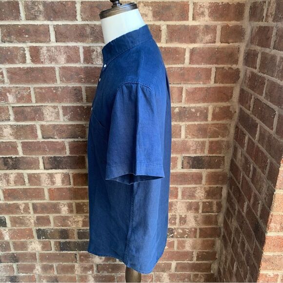 J Crew Shirt M Linen Blue - Picture 8 of 12